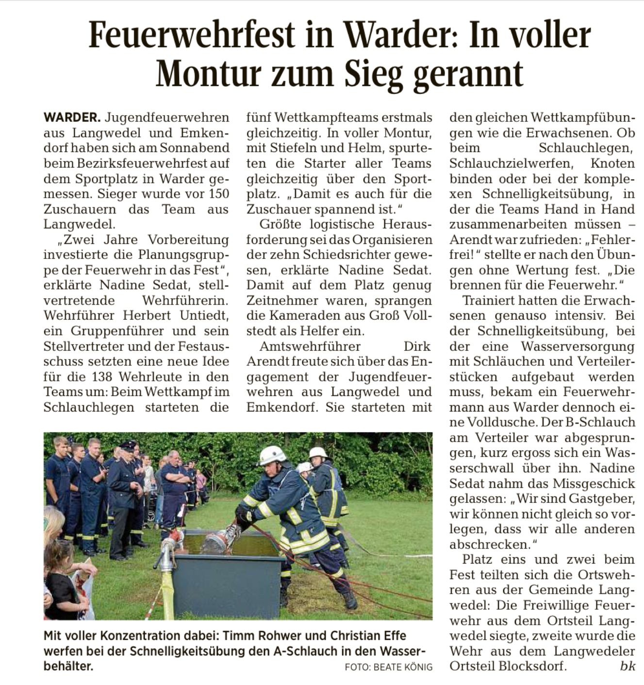 Bezirksfeuerwehrfest in Warder 2019